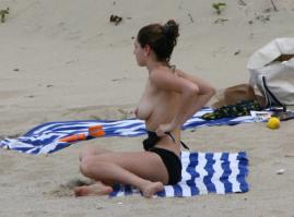 Kelly Brook tits on the beach