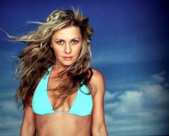 Nicole Eggert in blue bikini