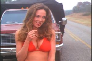 Catherine Bach in red bikini