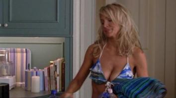 Barbara Alyn Woods in blue bikini