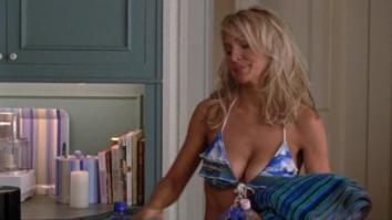 Barbara Alyn Woods in blue bikini