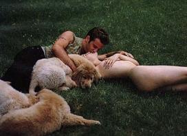 Drew Barrymore nude on the grass