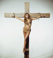 Raquel Welch crucified in bikini