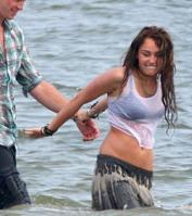 Miley Cyrus wet in lake