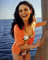 Mila Kunis in bikini on the ship