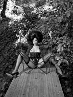 Eva Mendes spreading legs in garden