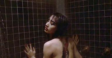 Ling Bai topless under shower